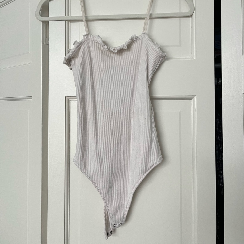 Abercrombie & Fitch White Ruffled Bodysuit